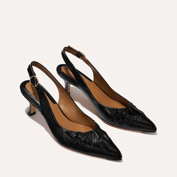 The Anya Slingback - Black Crinkle-Gloss Nappa - Image 3