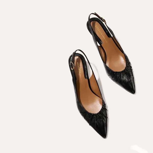 The Anya Slingback - Black Crinkle-Gloss Nappa - Image 5