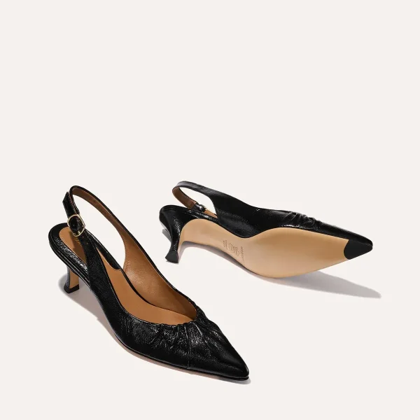 The Anya Slingback - Black Crinkle-Gloss Nappa - Image 6