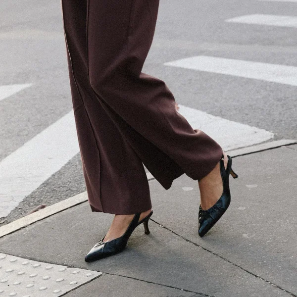 The Anya Slingback - Black Crinkle-Gloss Nappa - Image 2