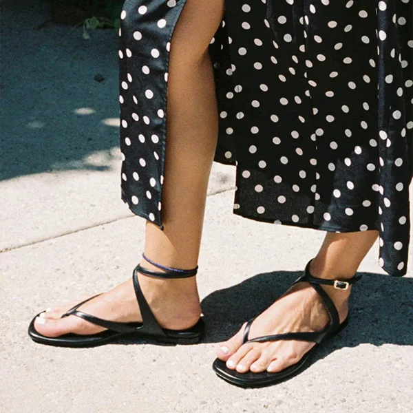 The Palermo Sandal - Black Nappa - Image 2