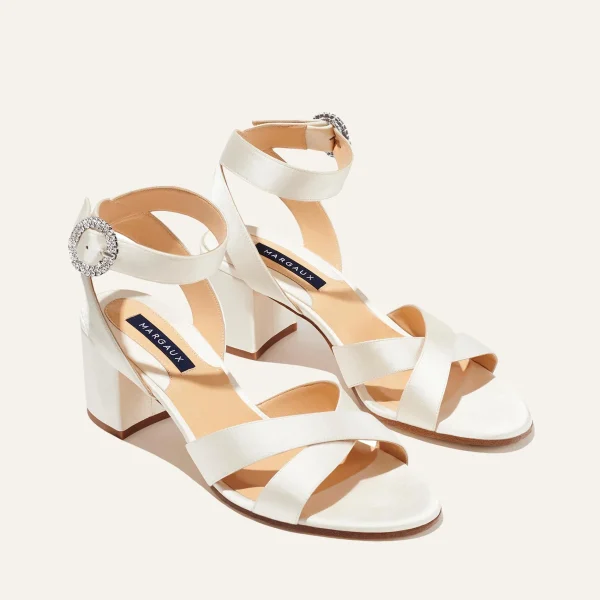 The City Sandal - Ivory Satin with Crystal Buckle - Image 2