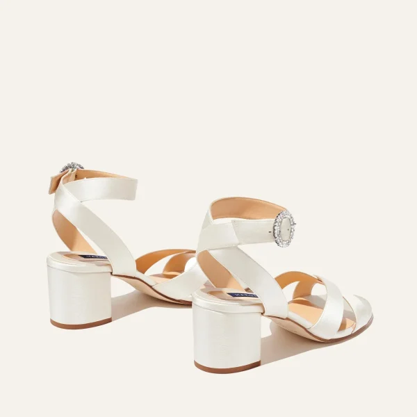 The City Sandal - Ivory Satin with Crystal Buckle - Image 3