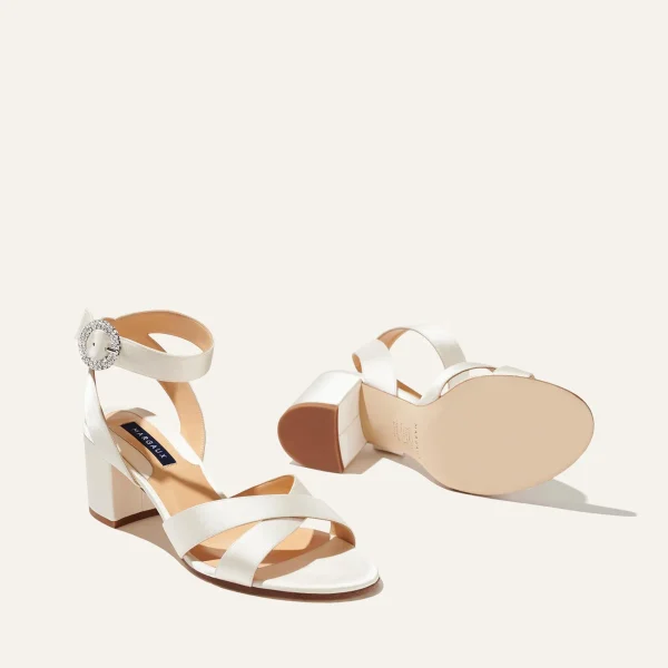The City Sandal - Ivory Satin with Crystal Buckle - Image 4