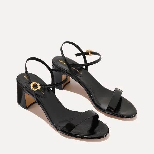 The Cleo Sandal - Black Crinkle-Gloss Nappa - Image 3
