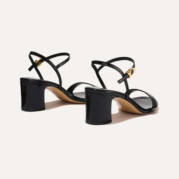 The Cleo Sandal - Black Crinkle-Gloss Nappa - Image 4