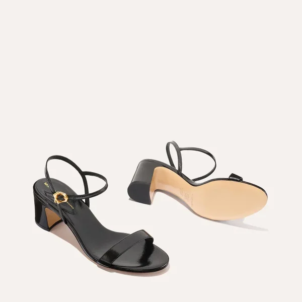 The Cleo Sandal - Black Crinkle-Gloss Nappa - Image 5