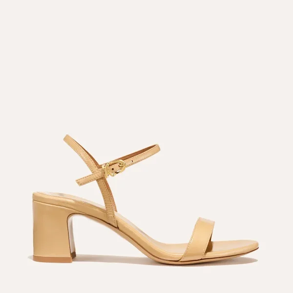 The Cleo Sandal - Sand Crinkle-Gloss Nappa