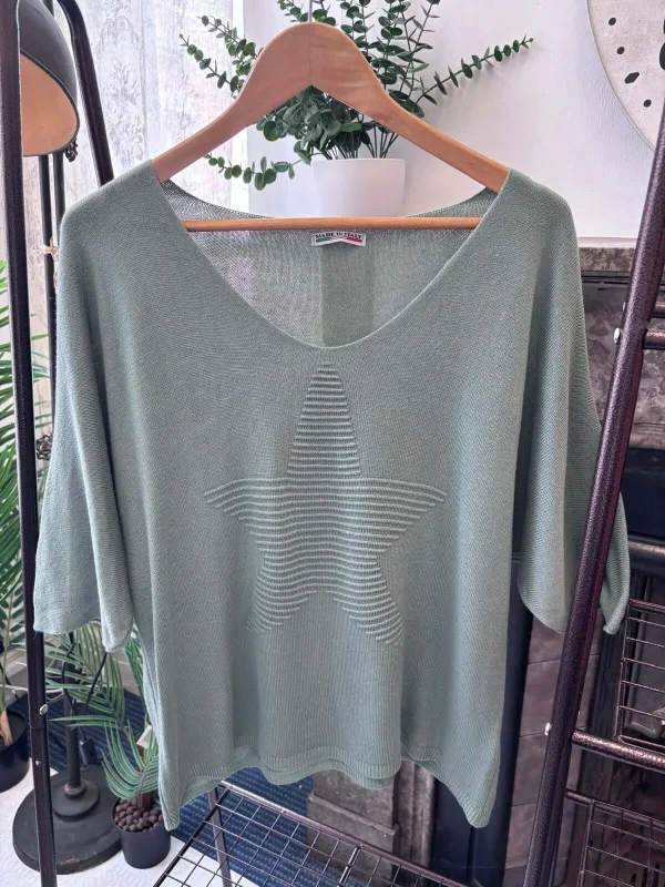 Luna Ribbed Star Print Fine Knit Jumper - Image 3