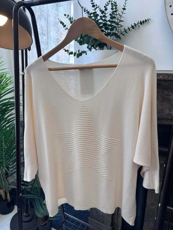 Luna Ribbed Star Print Fine Knit Jumper - Image 4