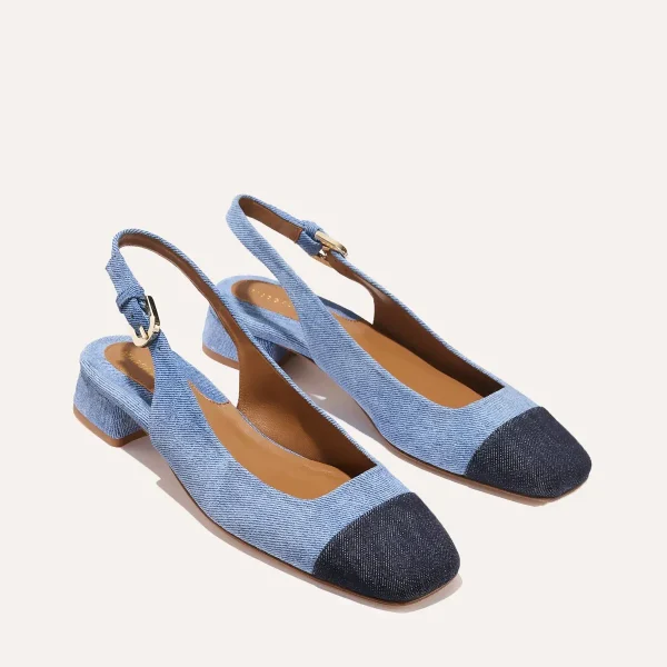 The Darcy Slingback - Two-Tone Denim Suede