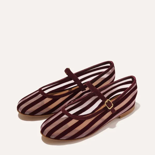 The Demi Jane - Burgundy Striped Mesh