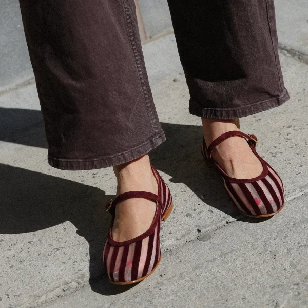 The Demi Jane - Burgundy Striped Mesh - Image 2