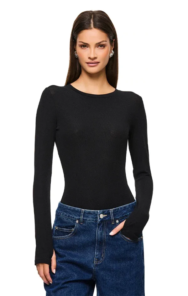 THE DOVE BLACK LONG-SLEEVE TOP