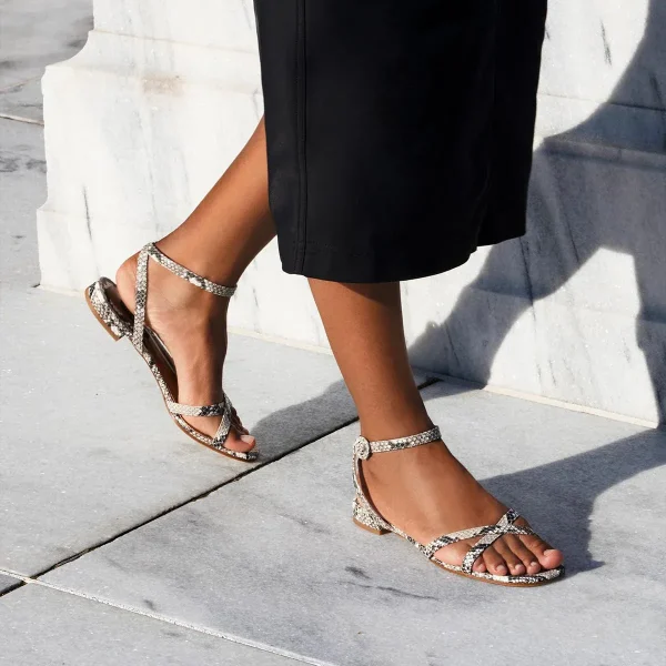 The Flat Sandal - Natural Python Embossed - Image 2