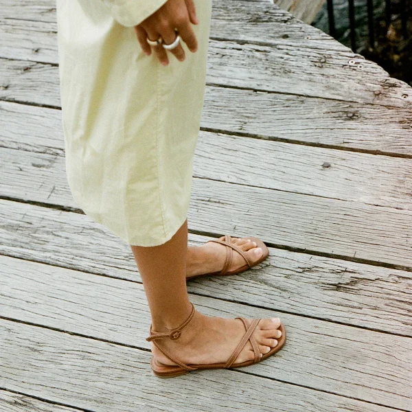 The Flat Sandal - Saddle Nappa - Image 2