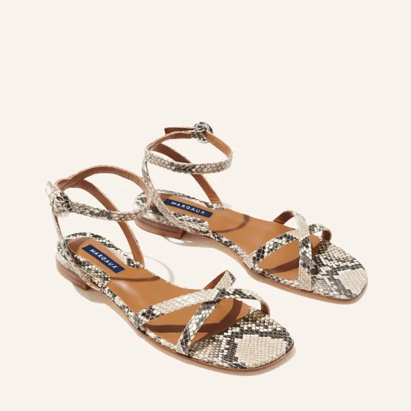 The Flat Sandal - Natural Python Embossed - Image 3