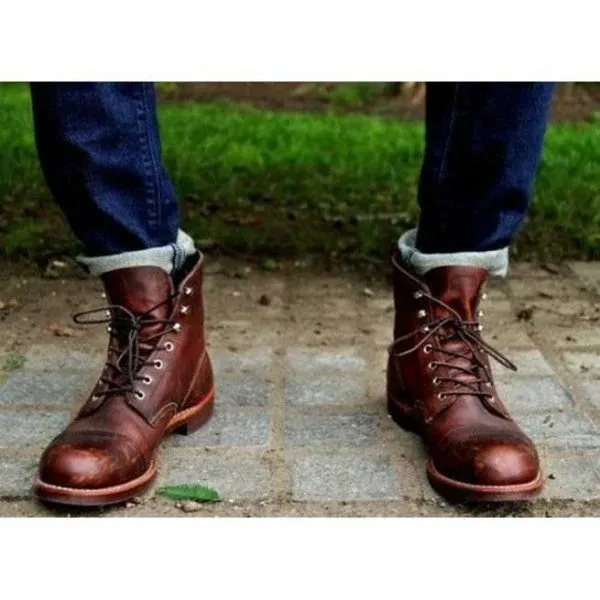 Brown Ankle Leather Boots, Handmade Men Ankle Boots - Image 2