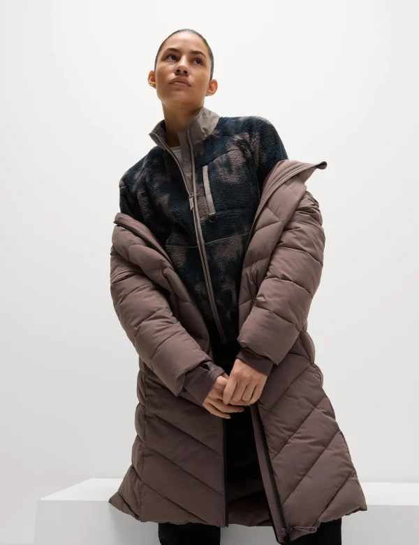 Borg Zip Up Printed Funnel Neck Fleece Jacket - Taupe Mix - Image 5