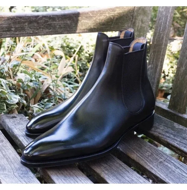 Handmade Men Black Chelsea Boots - Image 2