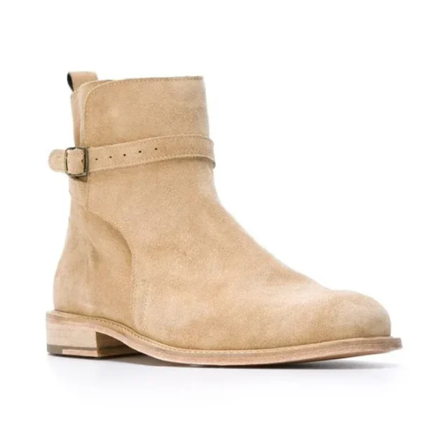 Handmade Beige Suede Leather Boots, Jodhpur Boot For Men Ankle Boots - Image 2