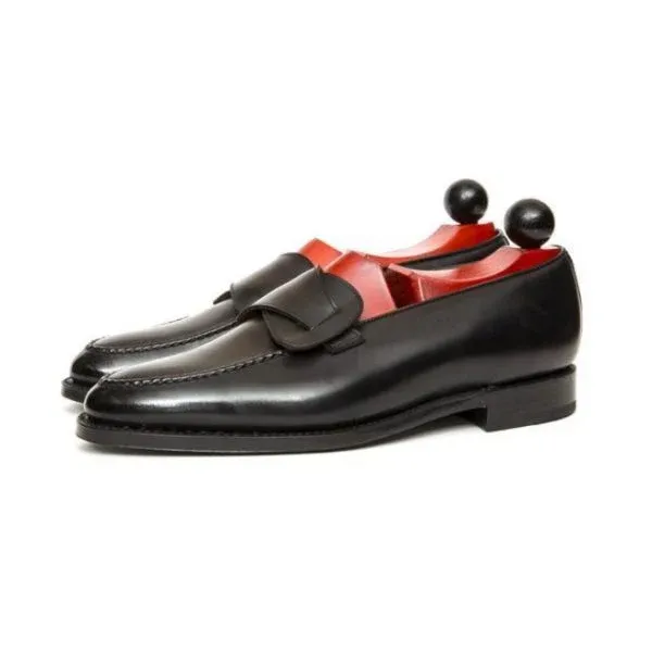 Handmade Men Black Leather Shoes, Dress Formal Shoes, Slip On Moccasin - Image 3