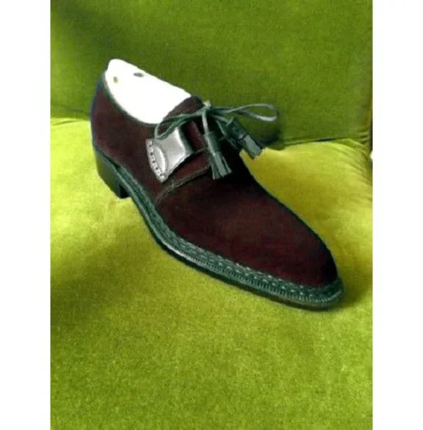 Handmade Men Brown Shoes, Suede Leather Shoes, Dress Formal Shoes - Image 3