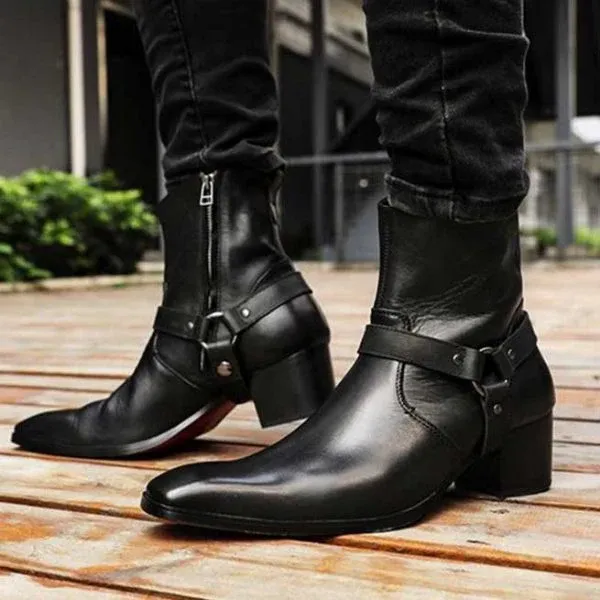 Black Leather Ankle Boots, Handmade Men Ankle Designer Fashion Boot