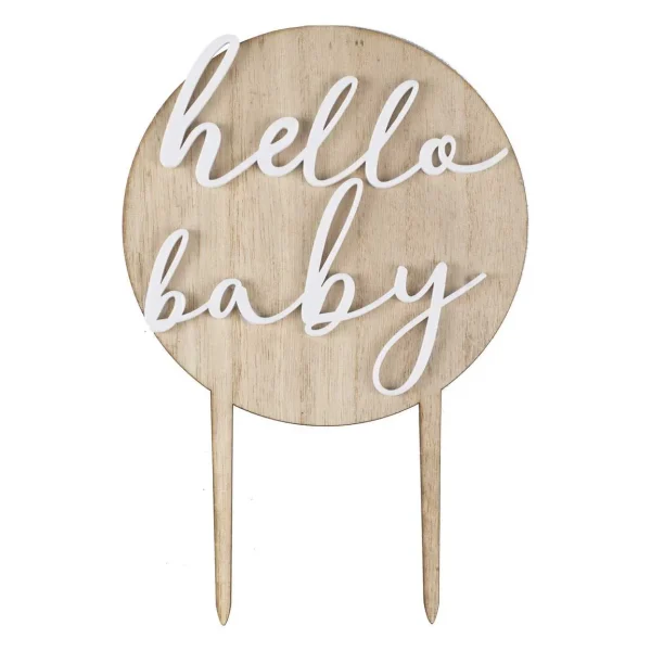 Hello Baby Wood and Acrylic Baby Shower Cake Topper - Image 3