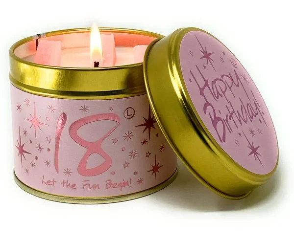 Lily Flame Happy Birthday 18th Scented Candle Tin