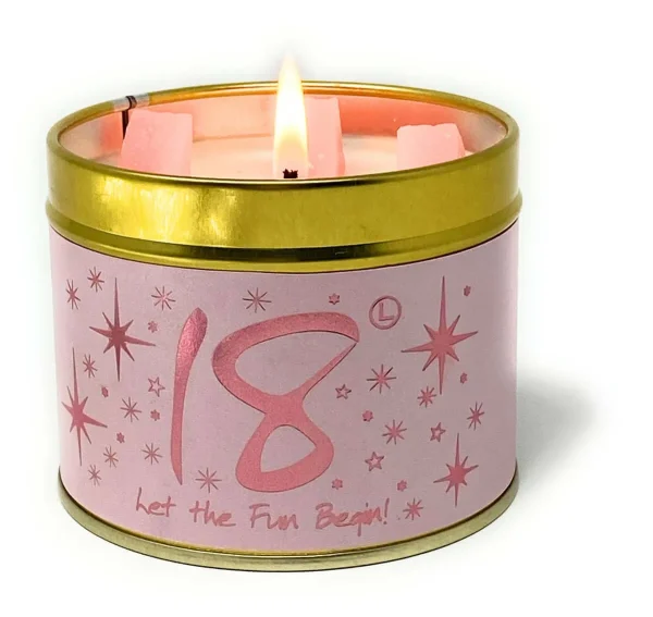 Lily Flame Happy Birthday 18th Scented Candle Tin - Image 2