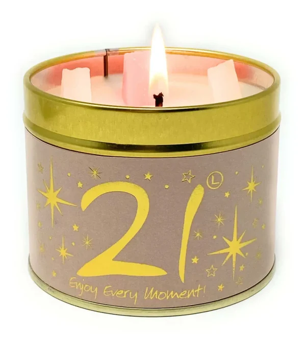 Lily Flame 'Happy birthday! 21st' Candle in a tin - Image 2