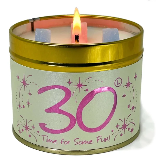 Lily Flame Happy Birthday 30th Scented Candle Tin