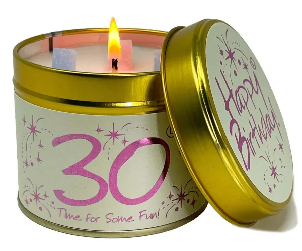 Lily Flame Happy Birthday 30th Scented Candle Tin - Image 2
