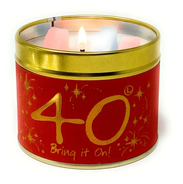 Lily Flame Happy Birthday 40th Scented Candle Tin - Image 2