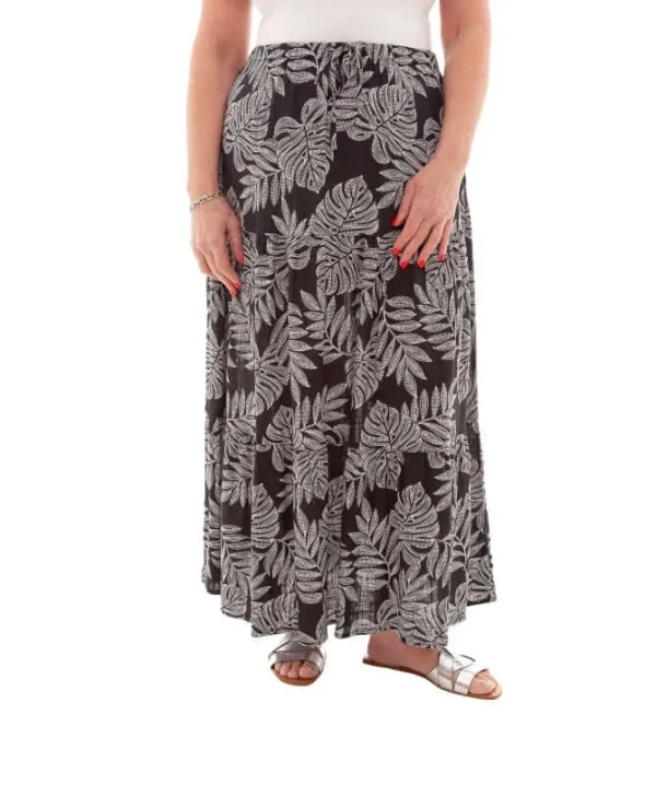 Linen Dotty Leaf Print Tiered Maxi Skirt - Image 2