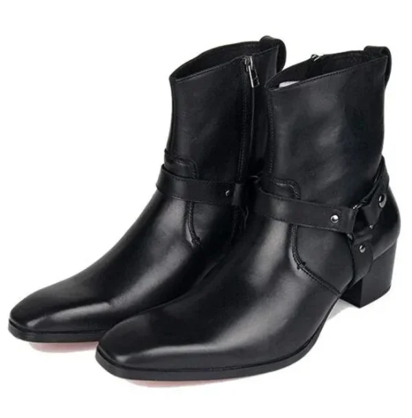 Black Leather Ankle Boots, Handmade Men Ankle Designer Fashion Boot - Image 2