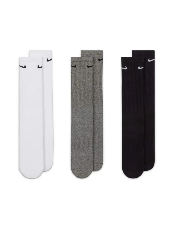 Everyday Cushioned Training Crew Socks (3 Pairs) - White/Grey/Black