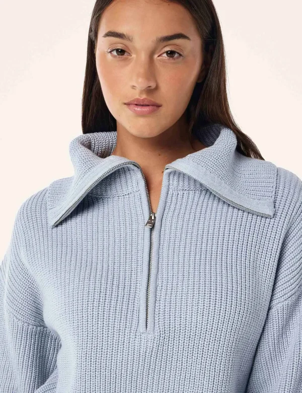 High Season Zip Neck Knit - Ice Blue - Image 2