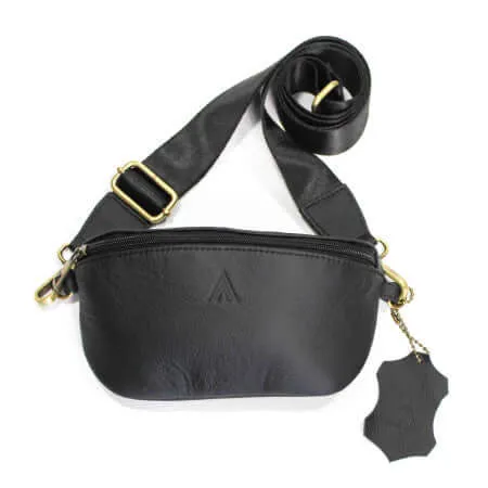 Pebbled Leather Crossbody Bag - Black - Image 2