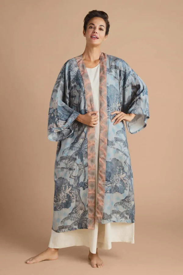Powder Design Tropical Toile Kimono Gown - Denim and Petal - Image 2