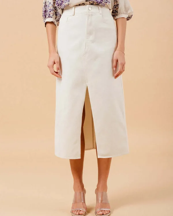Grace & Mila - Maureen Ecru Denim Skirt - Image 2