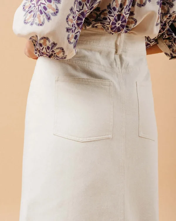 Grace & Mila - Maureen Ecru Denim Skirt - Image 3