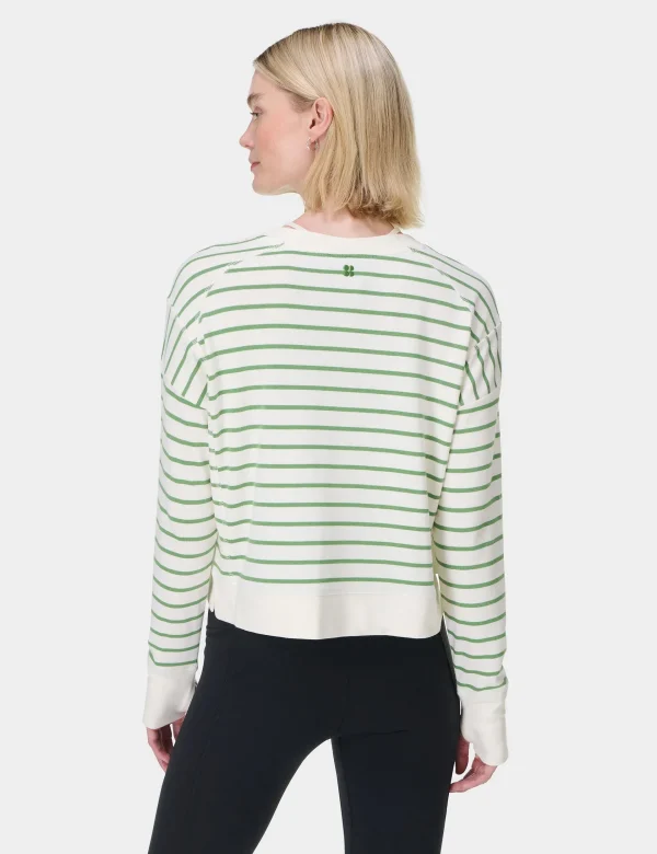 After Class Crop Sweatshirt - Lilywhite Green Stripe - Image 2