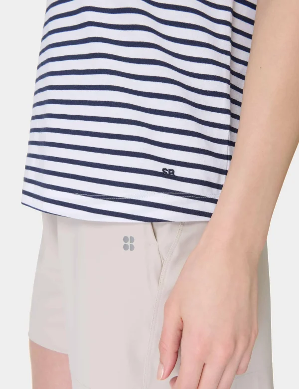 Essential Sleeveless Vest - White Navy Stripe - Image 3