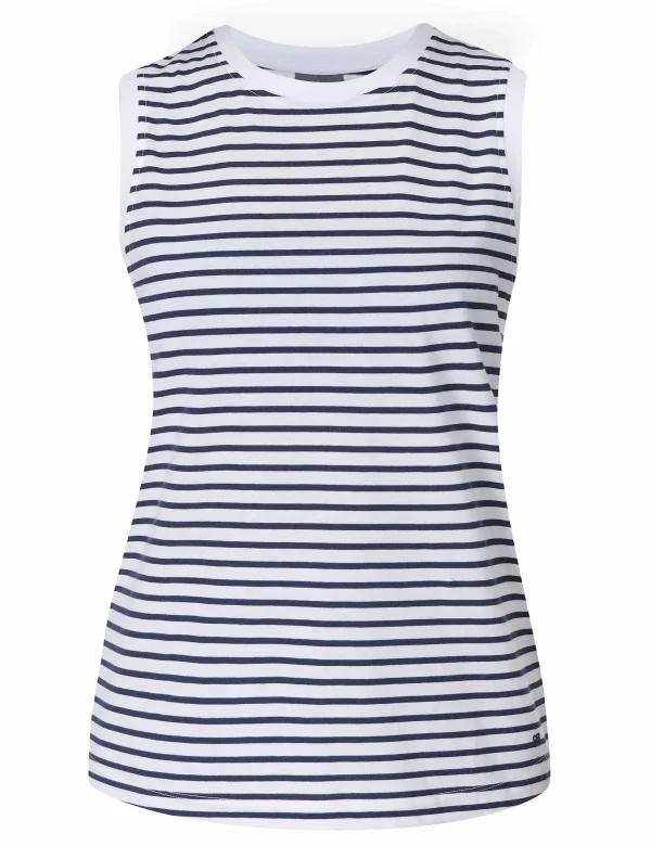 Essential Sleeveless Vest - White Navy Stripe - Image 6