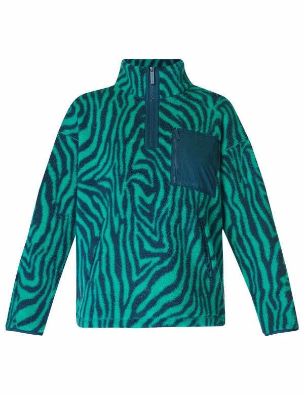 Karma Fleece Half Zip - Green Abstract Zebra Print - Image 8