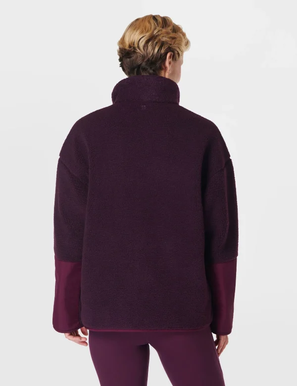 Plush Textured Zip Up - Midnight Cherry Purple - Image 2