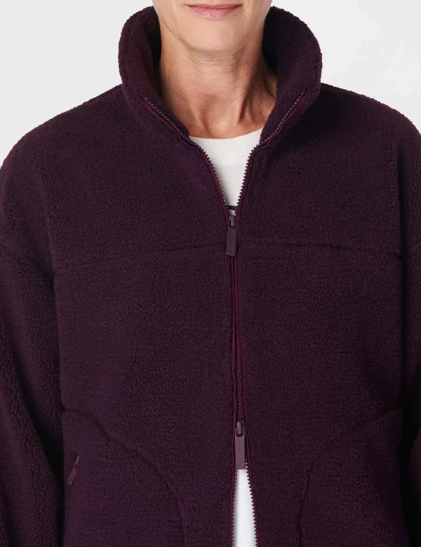 Plush Textured Zip Up - Midnight Cherry Purple - Image 3