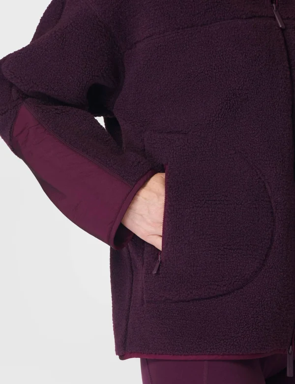Plush Textured Zip Up - Midnight Cherry Purple - Image 4